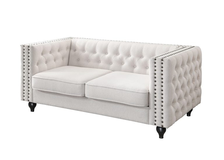 Mayfair 2 Seater Tufted Sofa Natural Fabric